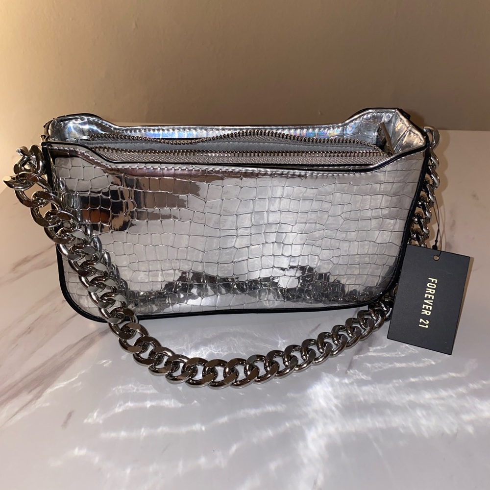 Metallic silver  Forever 21 shoulder bag